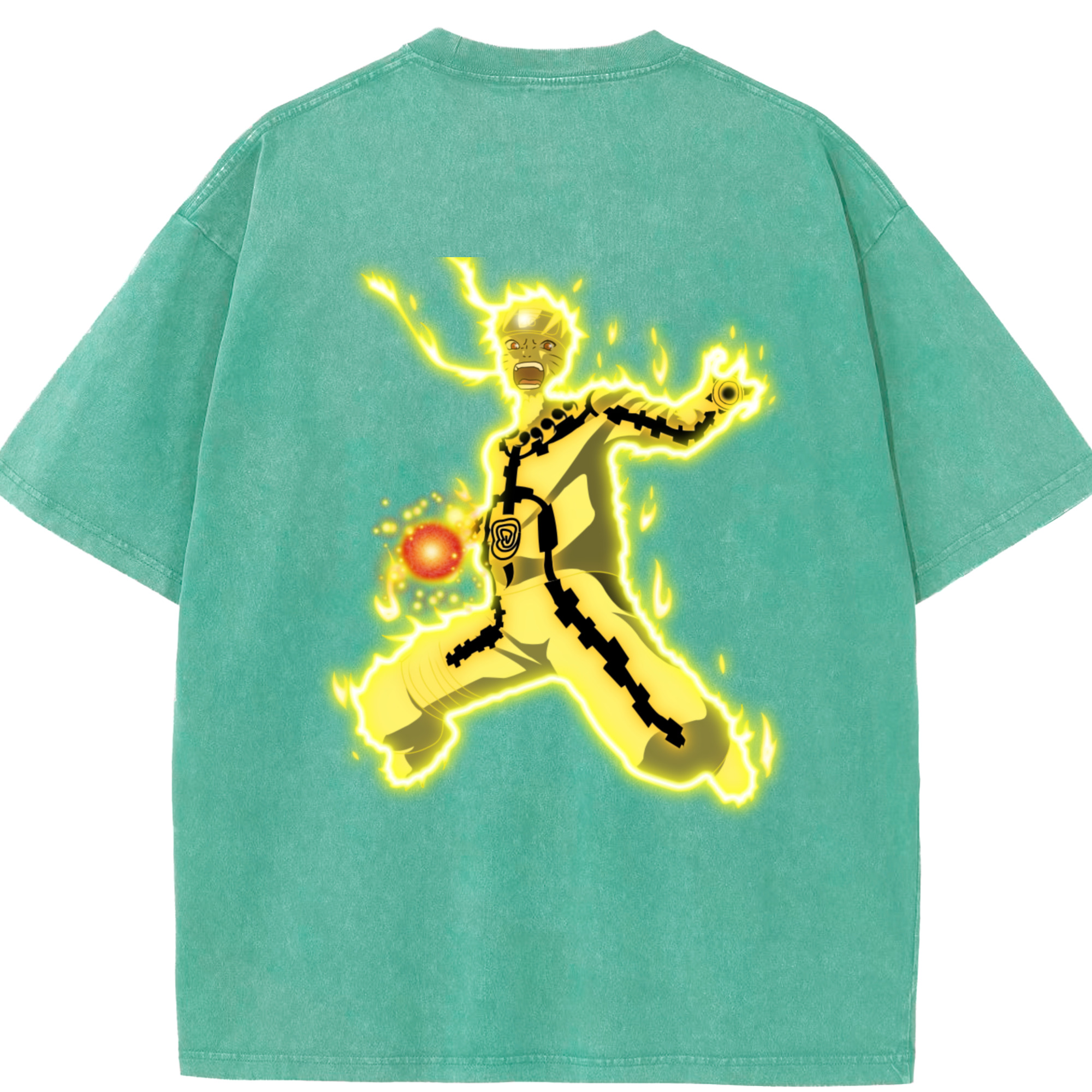 （画像用） NARUTO -ナルト- うずまき ナルト Uzumaki Naruto 綿100% ヴィンテージ風 半袖Tシャツ（背面プリント）